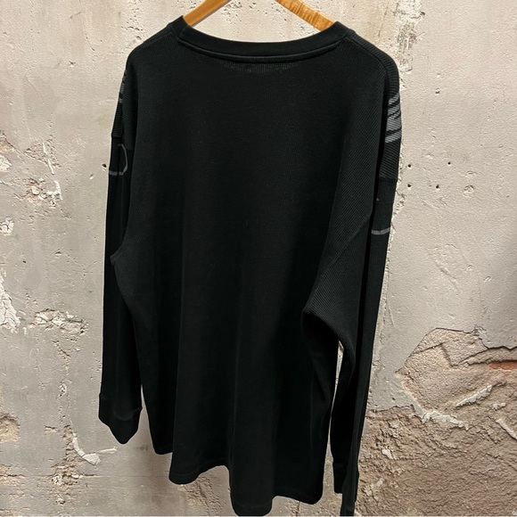 Southpole Vintage Y2K Metallic Silver Embroidered Grunge Thermal Long Sleeve - Picture 2 of 4